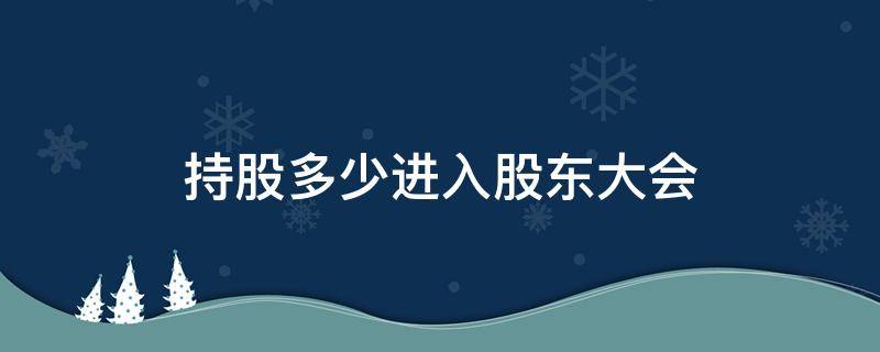 持股多少进入股东大会 上市公司持股多少以上可以参加股东大会