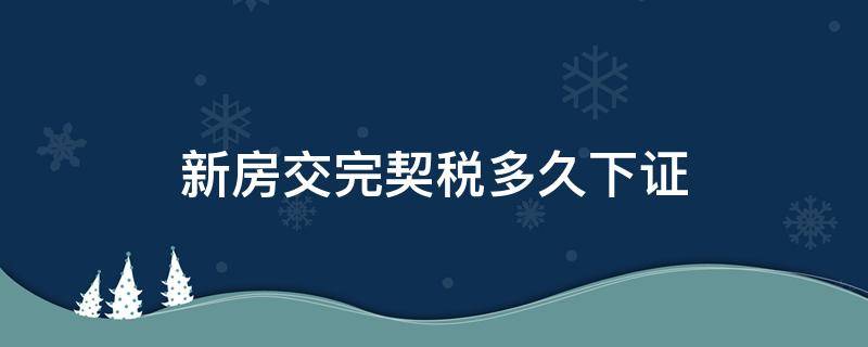 新房交完契税多久下证 新房下来多久交契税