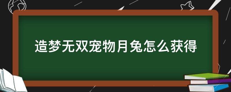 造梦无双宠物月兔怎么获得（造梦无双宠物月月兔在哪）