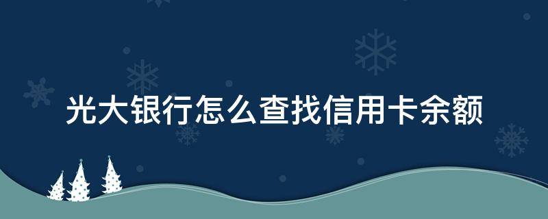 光大银行怎么查找信用卡余额（怎么查在光大银行有没有信用卡）