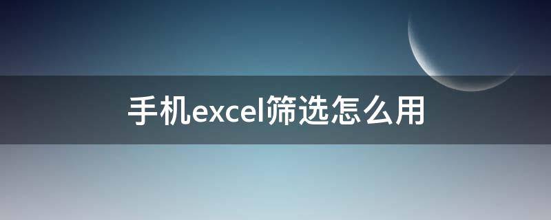 手机excel筛选怎么用（手机上的excel怎么用筛选功能）