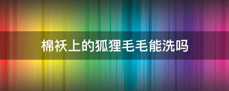 棉袄上的狐狸毛毛能洗吗 棉袄上的毛怎么洗