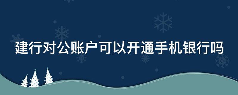 建行对公账户可以开通手机银行吗 建行对公帐户能用手机银行吗