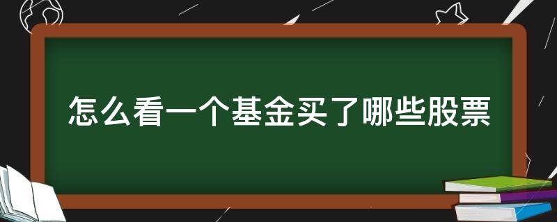 怎么看一个基金买了哪些股票 怎么看一只基金买了哪些股票