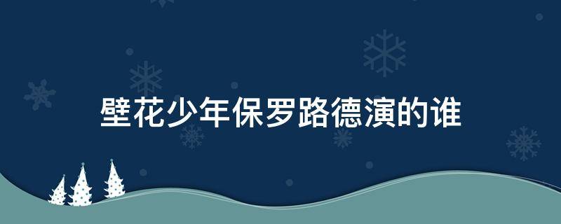 壁花少年保罗路德演的谁（壁花少年男主扮演者）