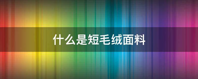 什么是短毛绒面料 绒毛面料有哪些