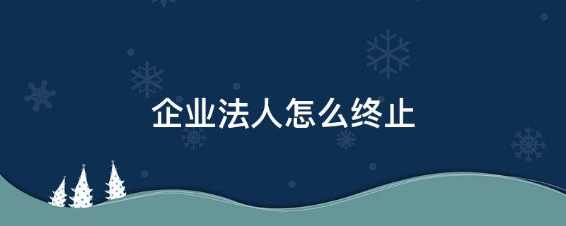 企业法人怎么终止（法人如何停止公司运营）