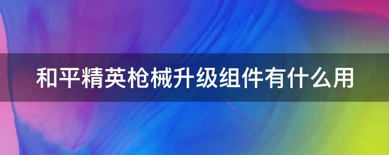 和平精英枪械升级组件有什么用 和平精英升级枪展示配件