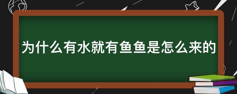 为什么有水就有鱼鱼是怎么来的（为何有水就有鱼）