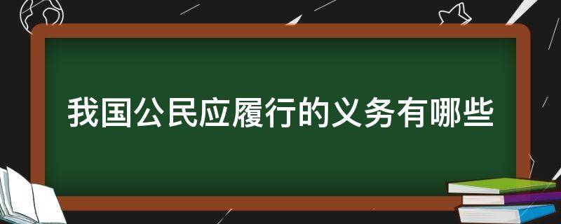 我国公民应履行的义务有哪些（我国公民履行的基本义务有哪些）