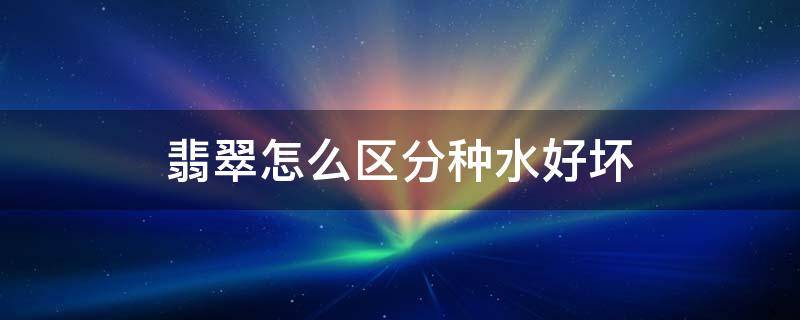 翡翠怎么区分种水好坏（翡翠的种水区分）