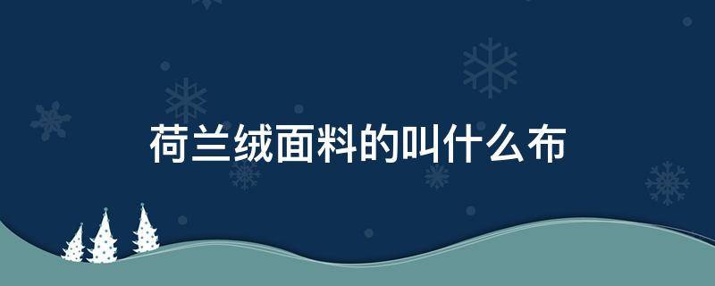 荷兰绒面料的叫什么布 荷兰绒布特点