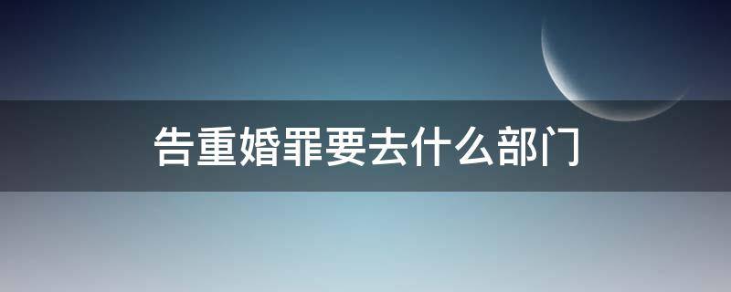 告重婚罪要去什么部门（重婚罪属于告诉才处理的吗）