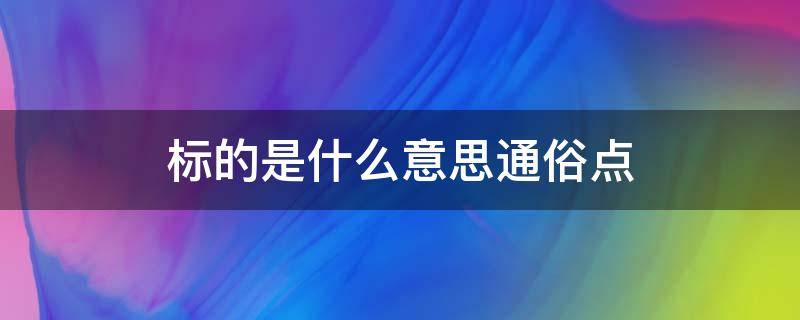 标的是什么意思通俗点（标点的标是什么意思）