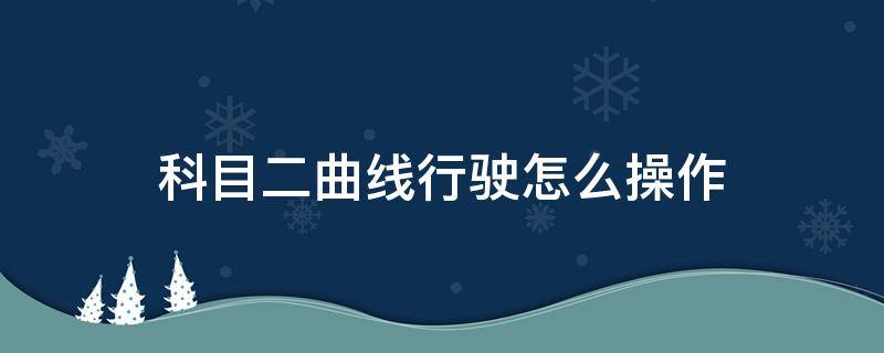 科目二曲线行驶怎么操作 科目二曲线行驶怎么过