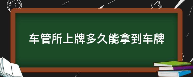 车管所上牌多久能拿到车牌（车管所上牌多久能拿到车牌行驶证）