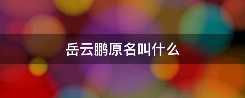 岳云鹏原名叫什么（岳云鹏的全名叫啥）