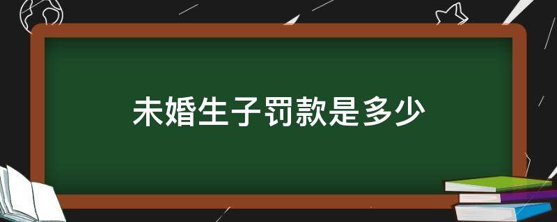 未婚生子罚款是多少（未婚生子的罚款是多少）
