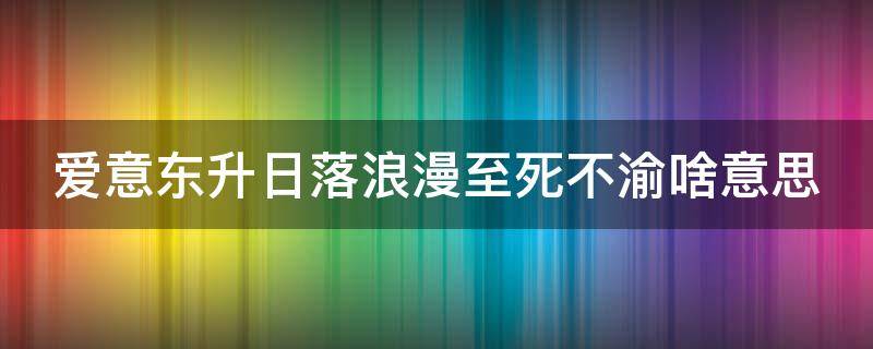 爱意东升日落浪漫至死不渝啥意思（爱意东升日落浪漫至死不渝什么时候一起说我愿意）