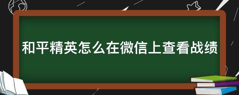 和平精英怎么在微信上查看战绩（和平精英怎么在微信上查看战绩记录）