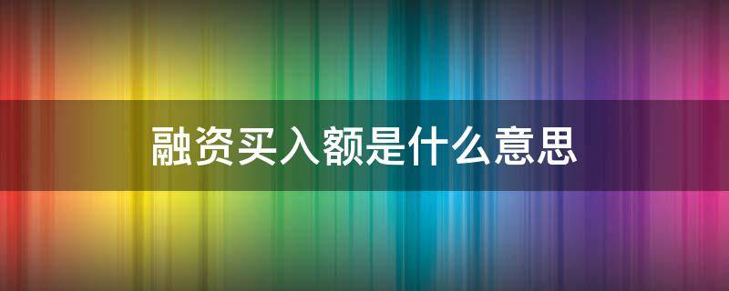 融资买入额是什么意思（融资买入额是什么意思啊）