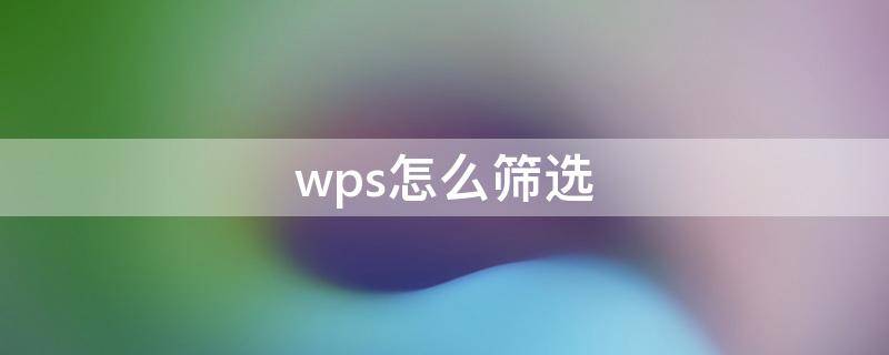 wps怎么筛选（wps怎么筛选出要的内容）