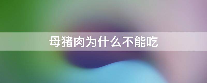 母猪肉为什么不能吃 母猪肉为什么不能吃呢