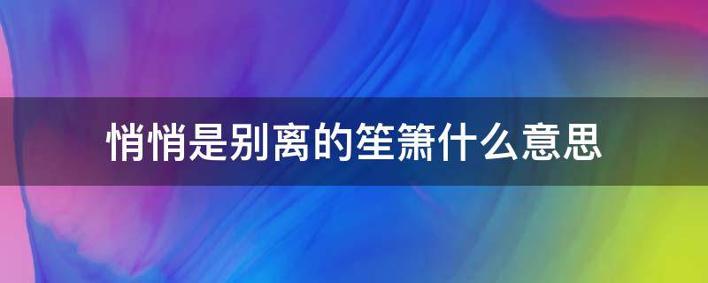 悄悄是别离的笙箫什么意思 悄悄是离别的笙箫暗喻