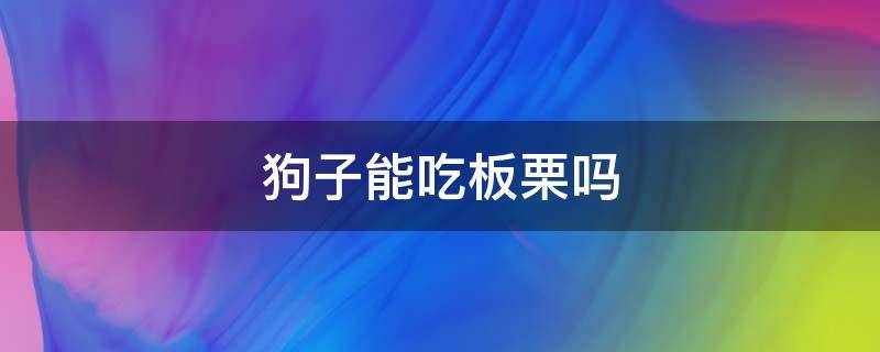 狗子能吃板栗吗 狗不能吃板栗吗