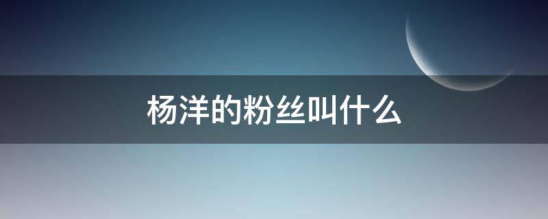 杨洋的粉丝叫什么（杨洋粉丝叫羊毛）