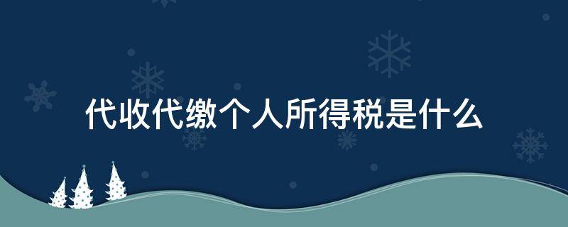 代收代缴个人所得税是什么 代缴个人所得税计入