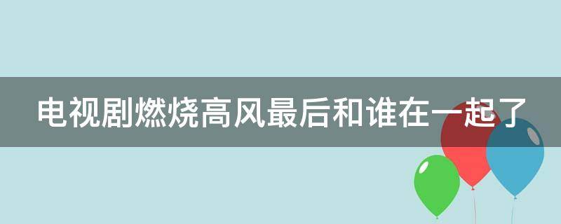 电视剧燃烧高风最后和谁在一起了 电视剧燃烧高风结局