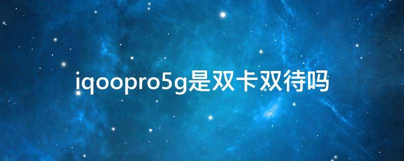 iqoopro5g是双卡双待吗（iqoopro5g支持双卡吗）