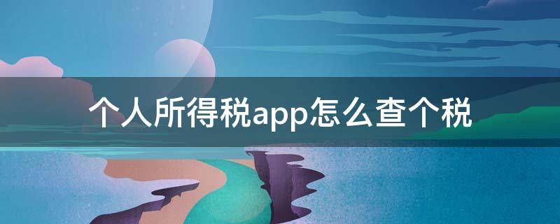 个人所得税app怎么查个税（怎么用个人所得税app查个税）