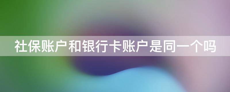 社保账户和银行卡账户是同一个吗 社保账户和银行卡有关系吗