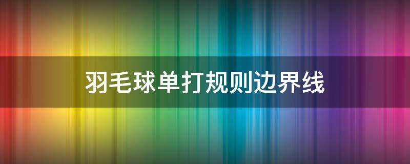 羽毛球单打规则边界线（羽毛球比赛规则单打边界线）