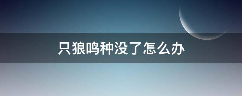 只狼鸣种没了怎么办（只狼鸣种子怎么得）