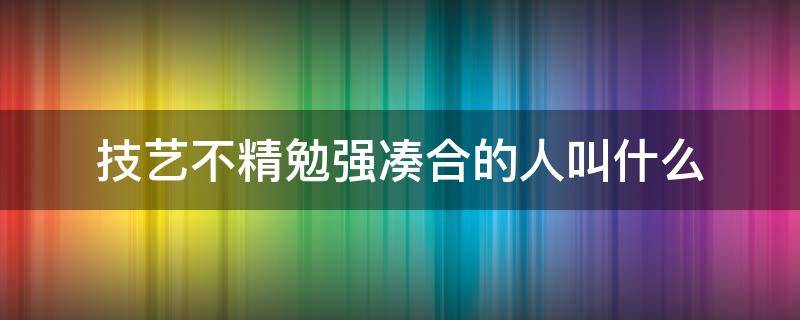 技艺不精勉强凑合的人叫什么（技艺不精勉强凑合的人叫什么人）