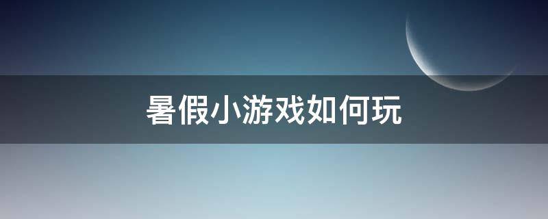 暑假小游戏如何玩（暑假生活游戏怎么玩）