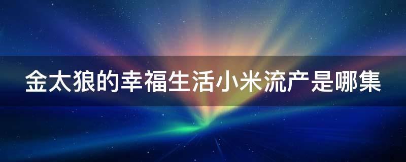 金太狼的幸福生活小米流产是哪集 金太狼与小米幸福的生活