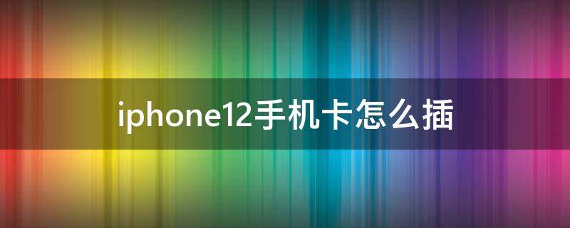 iphone12手机卡怎么插（iPhone12手机卡怎么插）