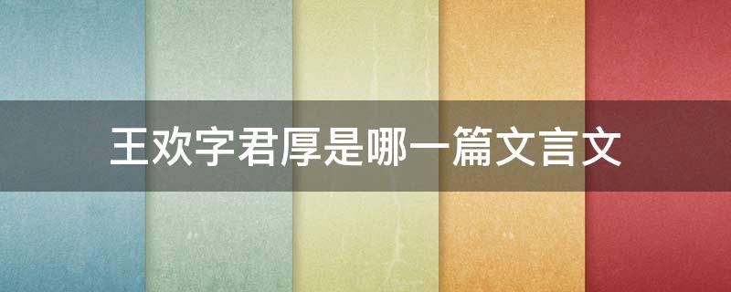 王欢字君厚是哪一篇文言文（王欢字君厚阅读答案）