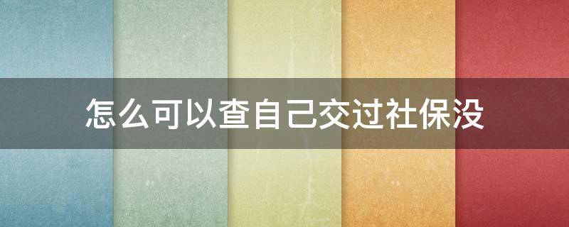 怎么可以查自己交过社保没 自己有没有交过社保怎么查