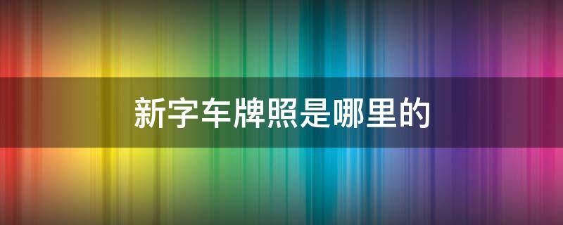 新字车牌照是哪里的 新字车牌是哪里的车牌号