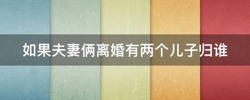 如果夫妻俩离婚有两个儿子归谁 如果夫妻俩离婚有两个儿子归谁抚养