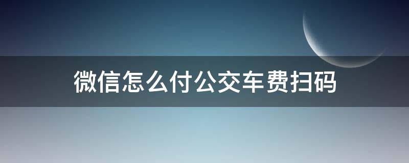 微信怎么付公交车费扫码（微信如何扫码支付公交车费）