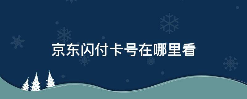 京东闪付卡号在哪里看（京东闪付卡号在哪里看苹果）