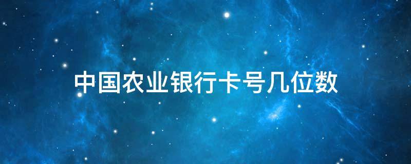 中国农业银行卡号几位数 中国农业银行卡号几位数怎么看