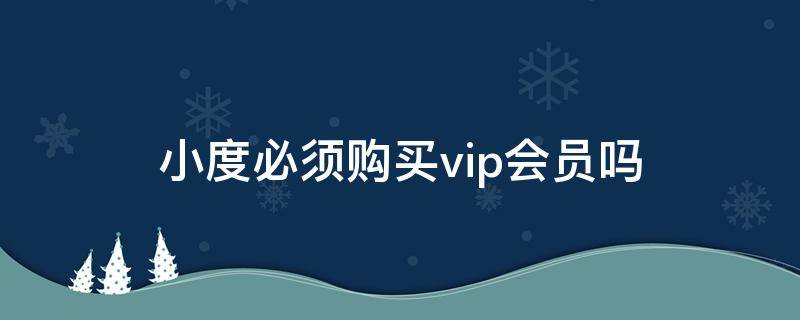 小度必须购买vip会员吗 小度vip会员有必要开吗