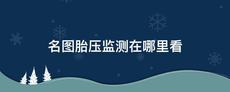 名图胎压监测在哪里看 名图怎么查看胎压